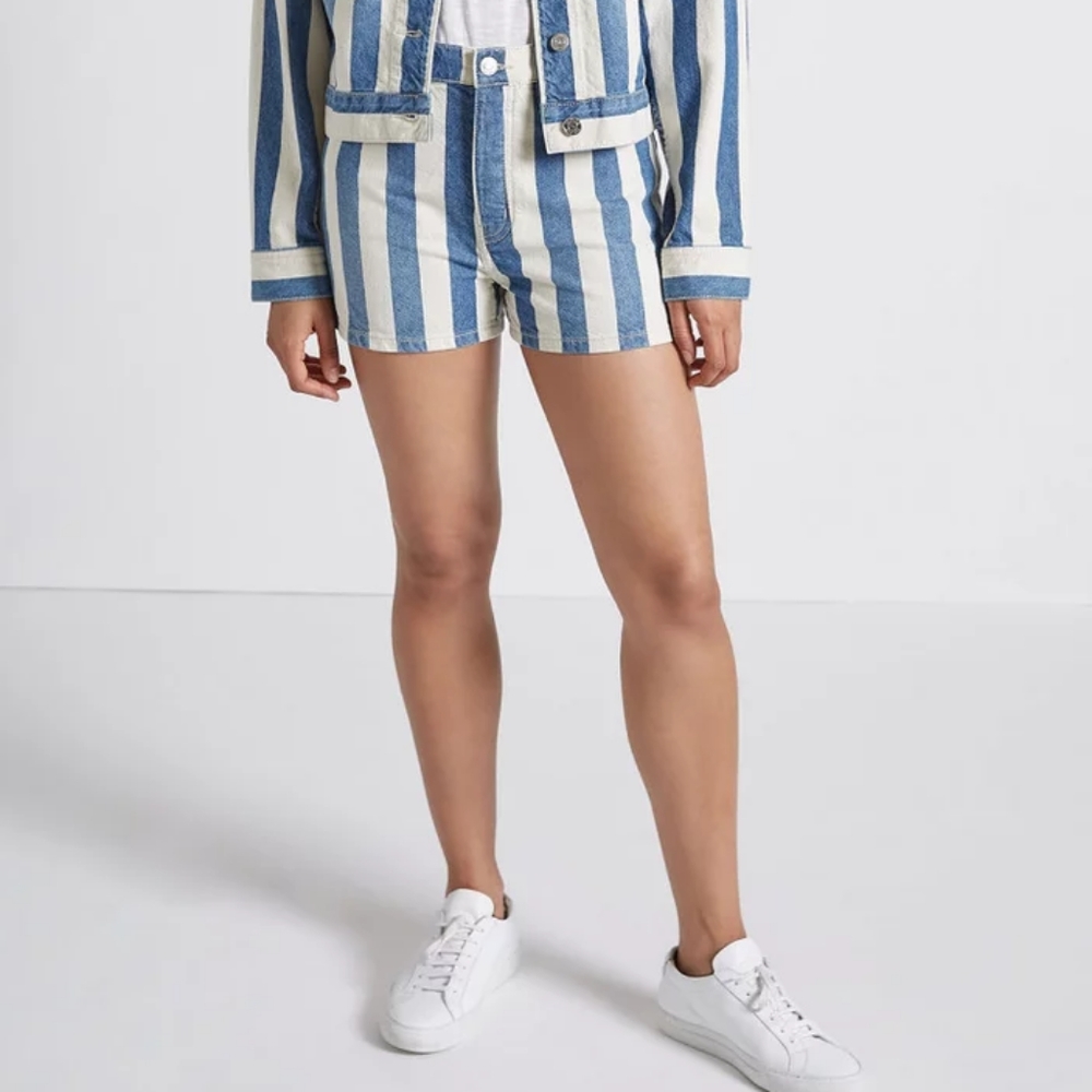 NWT Current/Elliott Westside Bay Stripe Denim Shorts Size 27